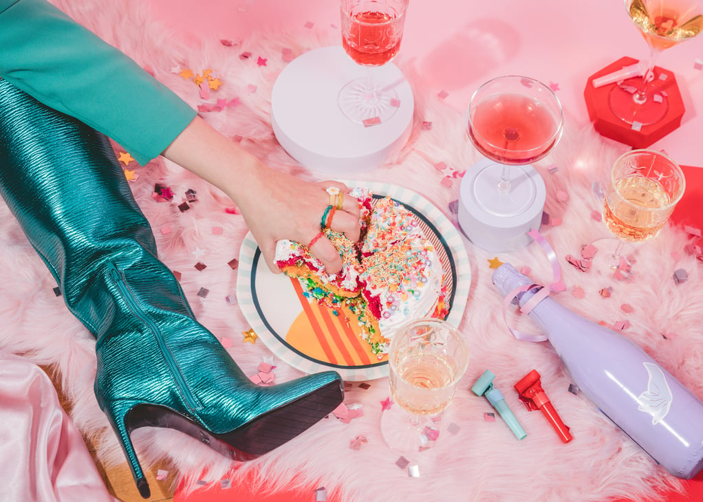 Woman Grabbing the Cake with Hand